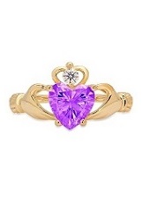 delightful little yellow gold natural amethyst birthstone baby ring